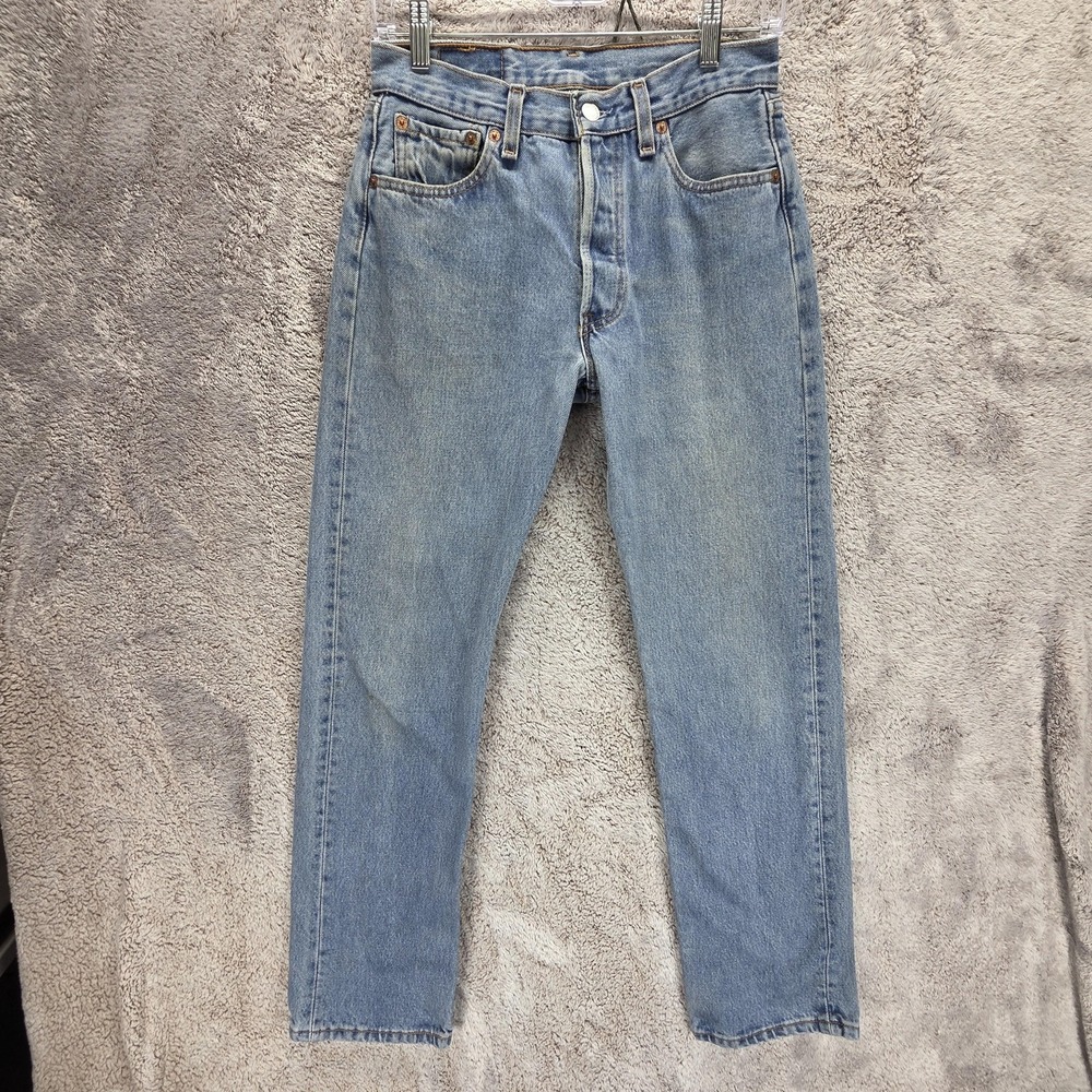 Vintage Levis 701 Student Jeans Mens Blue Made In USA Button Fly Straight 27x28